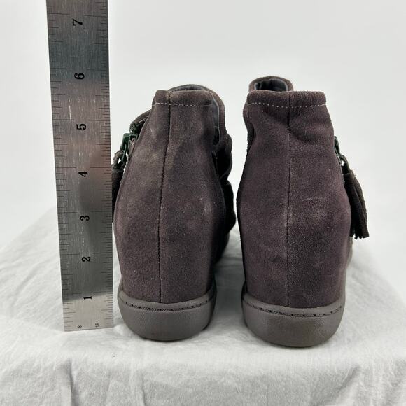 Vintage y2k Women's Taupe Brown Skechers +3 Hidden Wedge Ankle Boots 6.5M 48090 - Picture 5 of 9